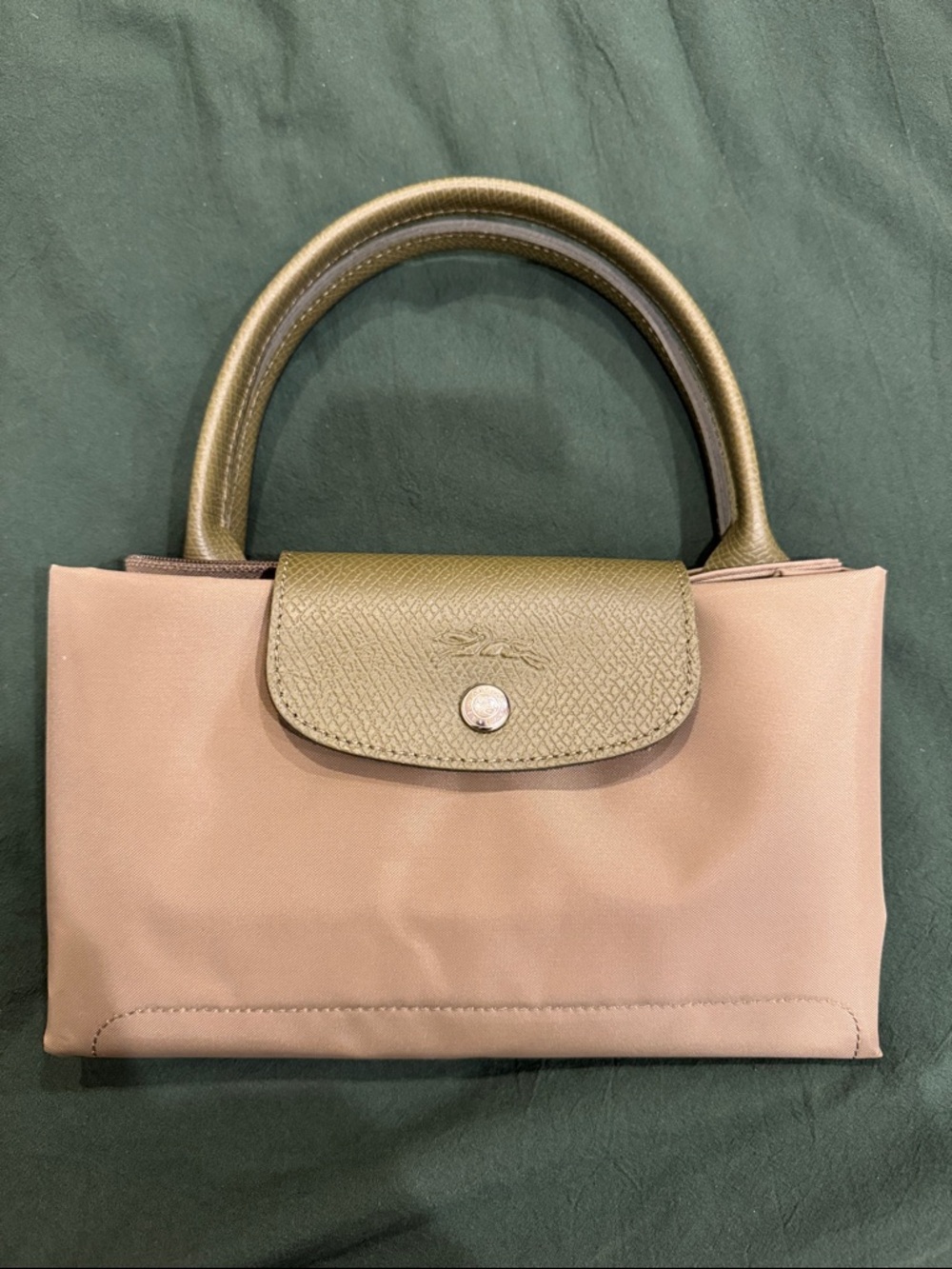 Olive Green and Taupe Top-Handle Women's Tote